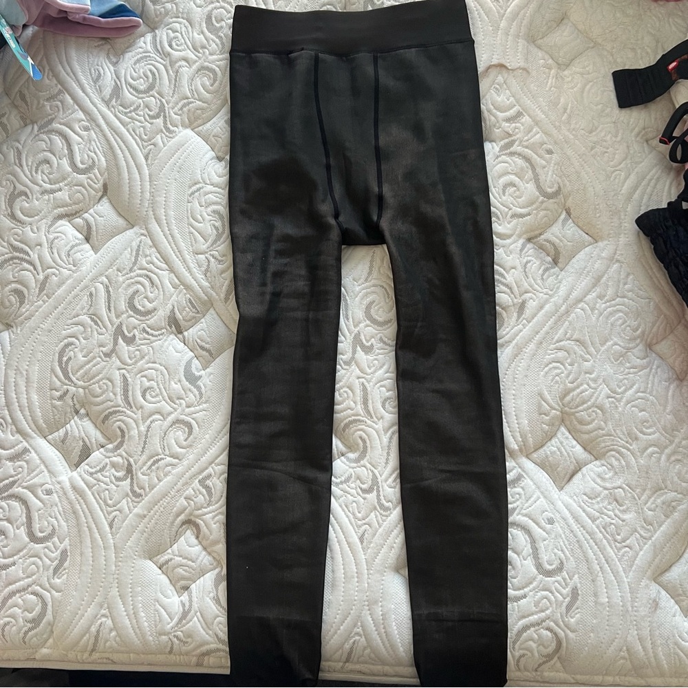 Black fuzzy lined tights
